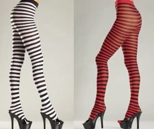 New Women's Be Wicked Black white red High Waisted Nylon Pantyhos