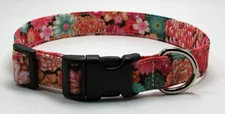 Oriental Floral Dog Collar Adjustable Handmade Custom Designer