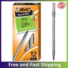 Pack of 12 Ballpoint Pen - Black Ink Ball Point Pens for Office Writing School