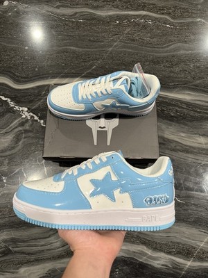 Men's A Bathing Ape Bape Sta Low PatentLeather 'Blue/White' US M 8.5 *NO BOX*