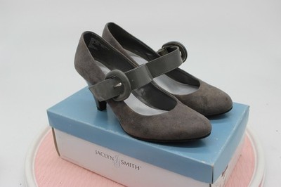 Jaclyn Smith Shoes Womens 8.5w TAJA Mary Jane Pumps grey Heeled Casual