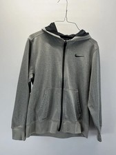 Nike Hoodie L Gray Logo Youth Full Zip Jacket Therma Fit