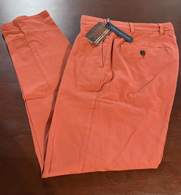 Hart Schaffner Marx Men's 34x34 Straight Fit Flat Front Pants Burnt Orange Rust