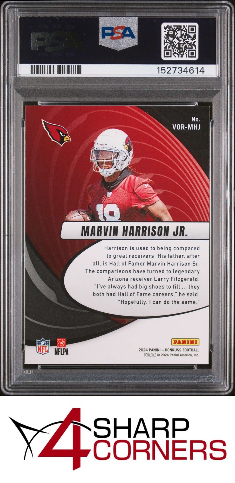 2024 PANINI DONRUSS VORTEX #VORMHJ MARVIN HARRISON JR. RC PSA 10 view 2