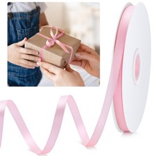 Pink Ribbon, 1/4inch 50 Yards Fabric Satin Ribbon for 1/4-inch, Light