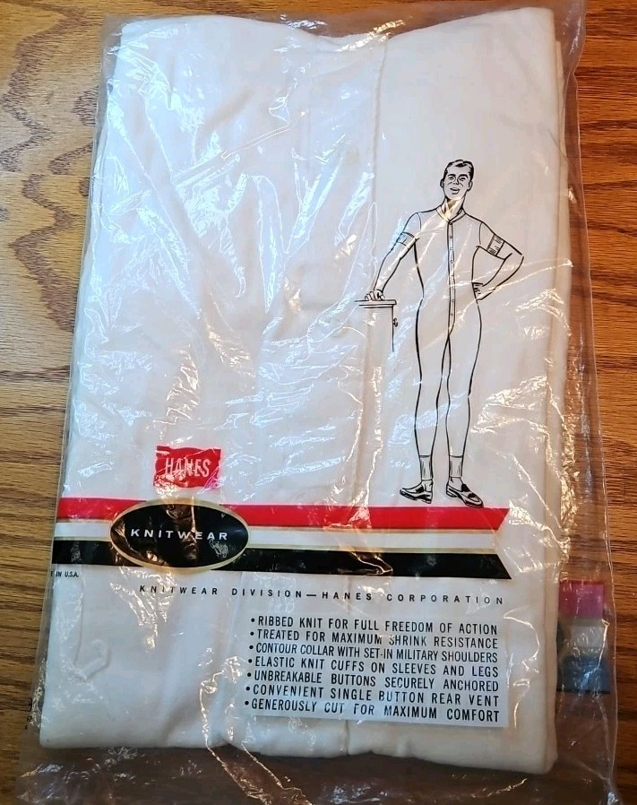 Mens Vintage RARE 1960s Hanes Unionsuit Size 36 CHEST Short Sleeve/long Leg image 4