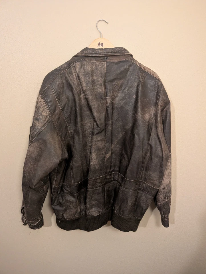 Chaqueta de Vuelo de Cuero Avirex Tipo A-2 De Colección Grande Ejército de los Estados Unidos Fuerza Aérea ANGUSTIADA Foto 2 de 3