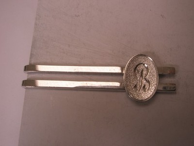 B Monogram Initial Letter Vintage Tie Bar Clip bob ben bernard barry brent brand