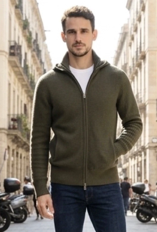 John Varvatos Men’s Large Fits Medium Cashmere Blend Lightweight Knit Hoodie