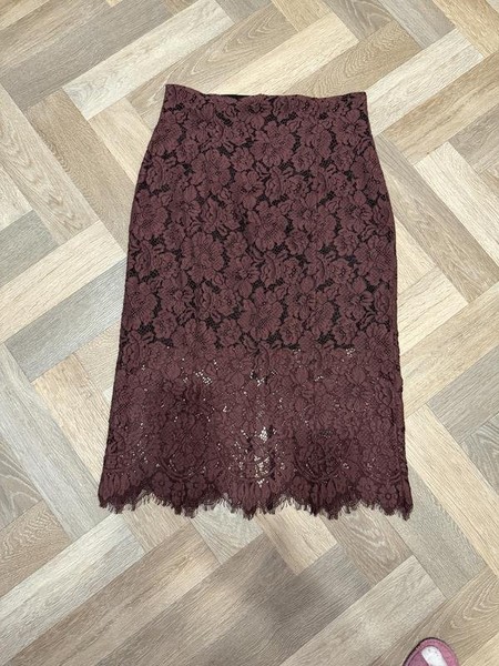 Women Ganni Skirt Burgundy Lace 40 / L / 48