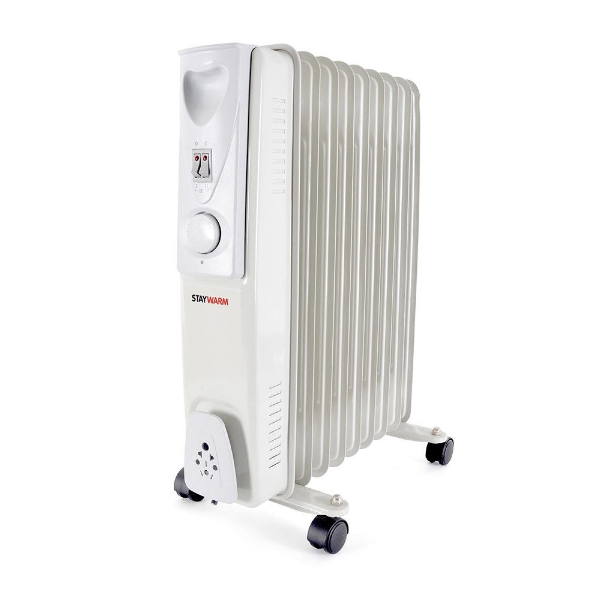 9 Fin Oil Filled Radiator Portable Electric Heater Grey Thermostat 2000W - Image 2