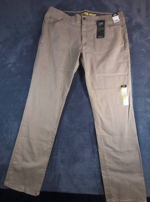 Lee Extreme Motion Straight Fit Straight Leg PANTS   42x34   Tan (Cougar)