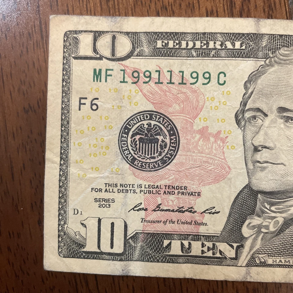 Fancy Serials Numbers “BINARY” Repeater 🔥 🔥 🔥 $10 2013 MF(19911199)C - Image 2 of 4