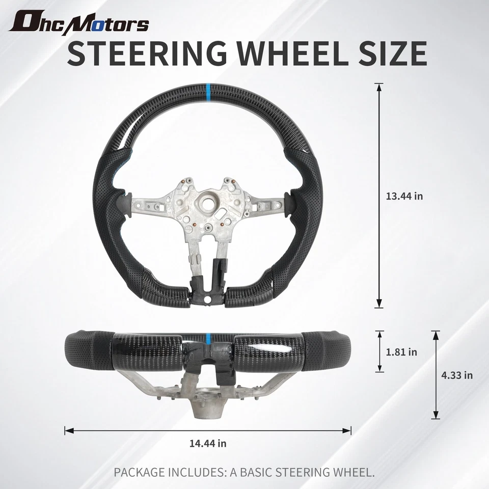 Volante de couro Nappa de fundo plano de fibra de carbono para 2014-2017 BMW M5 M6 M8 - Imagem 3 de 4