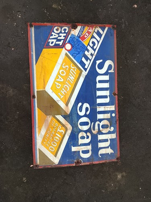 #ad PORCELAIN SUNLIGHT SOAP ENAMEL SIGN 32X20 INCHES $269.99