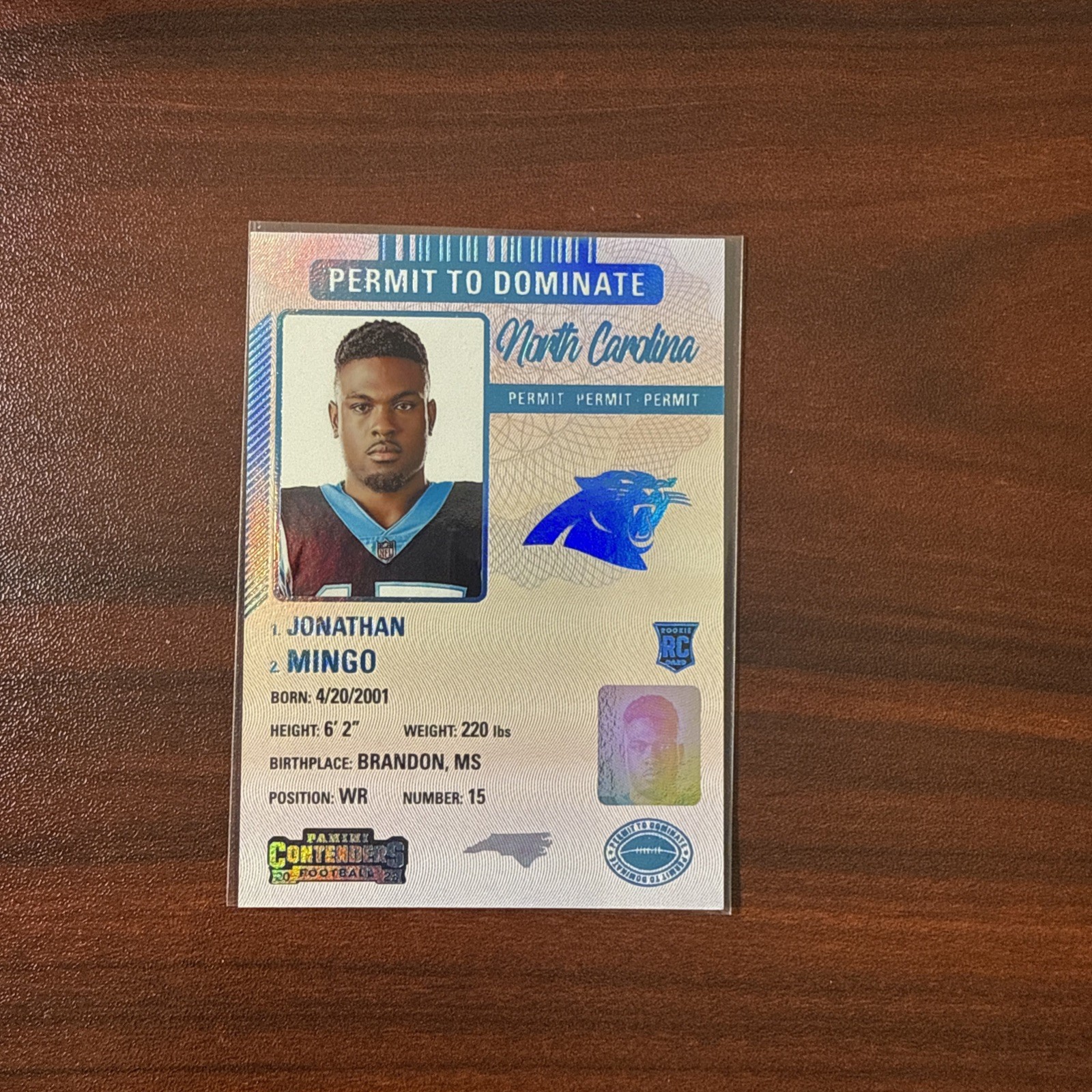 2023 Panini Contenders - Permit to Dominate Jonathan Mingo Rookie SSP #20 (RC)