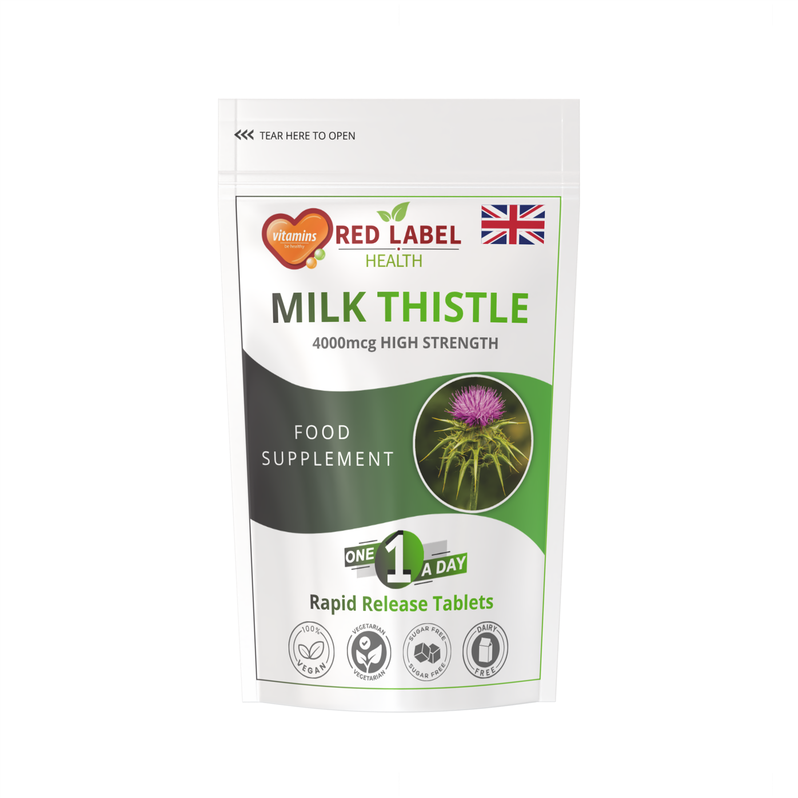 Red Label Health Milk Thistle 4000Mg 365 Tablets High Strength 80% Silymarin Vegan Uk - Image 2