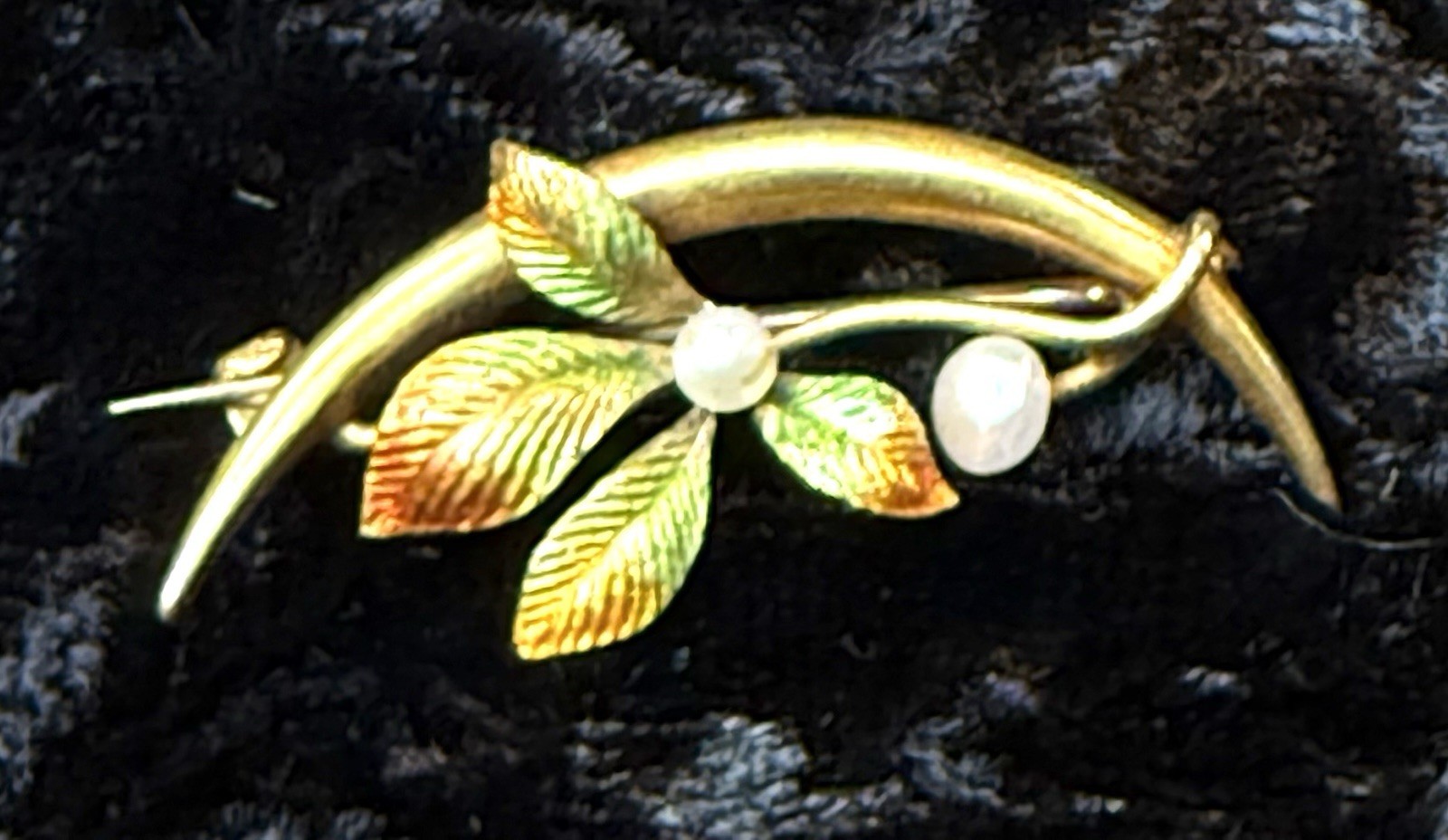 Antique Art Nouveau 14K Gold Enamel Honeymoon Crescent Moon Celestial Pin Brooch