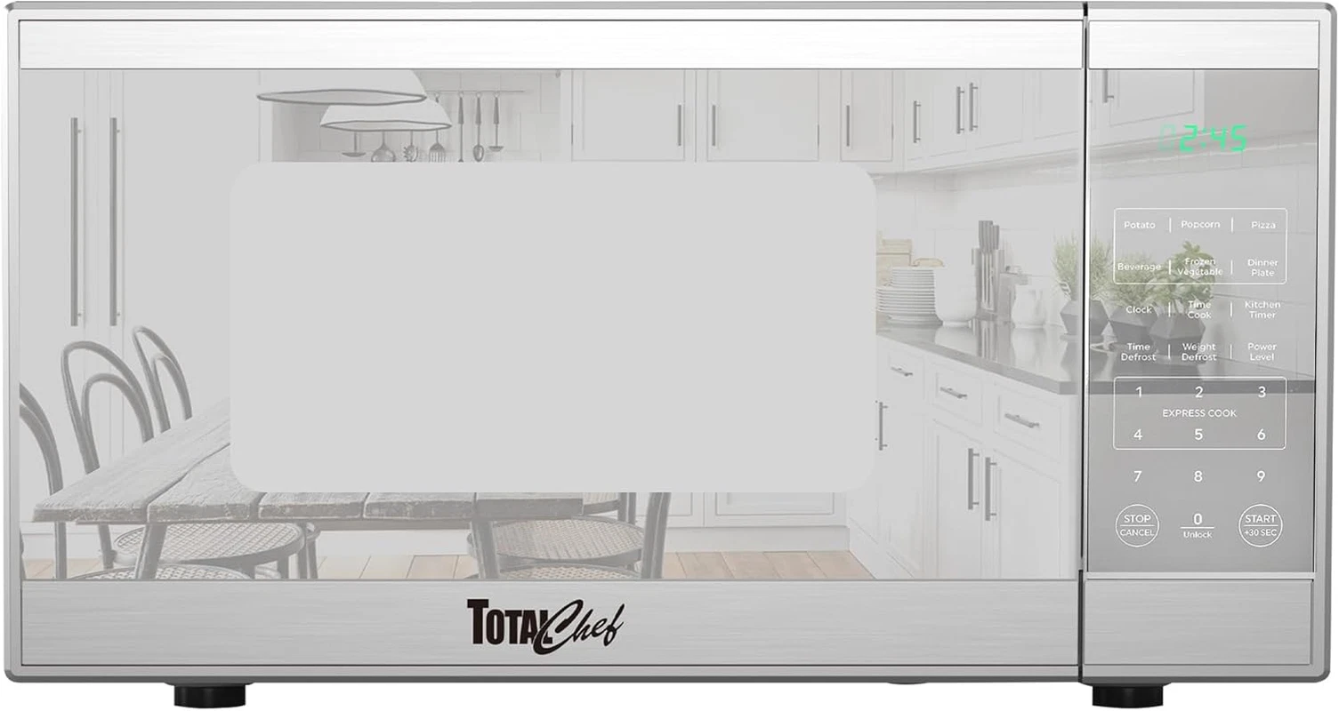 1100W Compact Stainless Steel Microwave Oven with Digital Touch, 1.3 Cu Ft