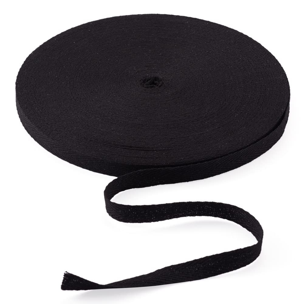 Ruban de biais en coton sergé noir 10 mm x 45,7 m pour mercerie