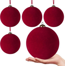 4 Pcs Large Velvet Christmas Balls 6 Inch Christmas Tree Decorations Xmas Orname