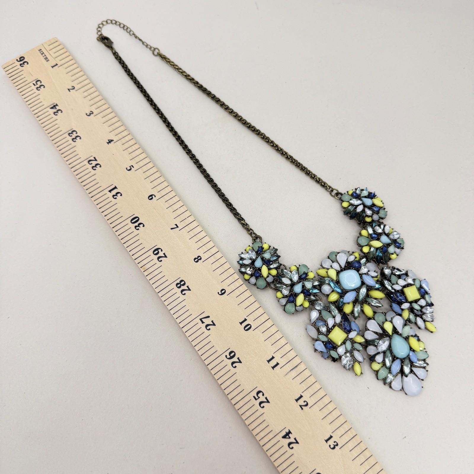 Statement Bib Necklace Multi Color Rhinestone Gem… - image 4