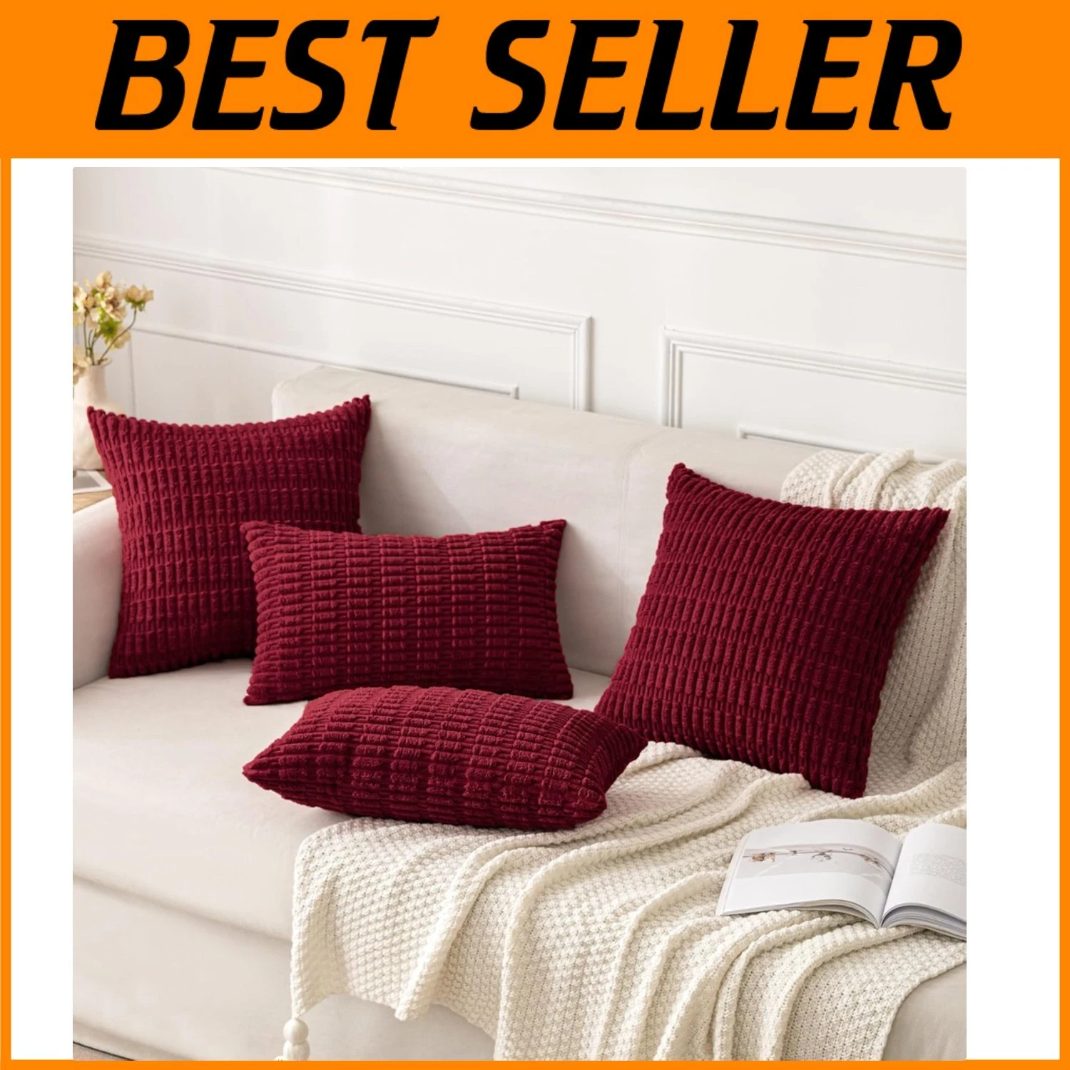 Soft Boho Striped Corduroy Pillow Covers - 18x18 Pack of 2