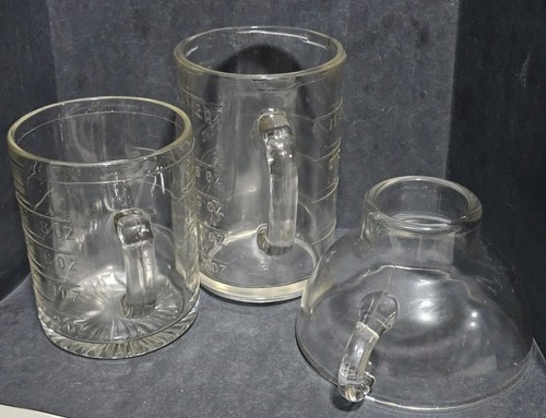 Pamco 1 1/2 Cup Measuring Cup Canning Glass Clear Funnel Strainer & 1 Cup Cup