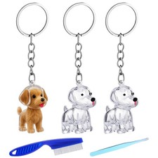 3 Pcs Dog Hair Collector Keychain Charm Memorial Storage Plastic Pet Fur Hold...