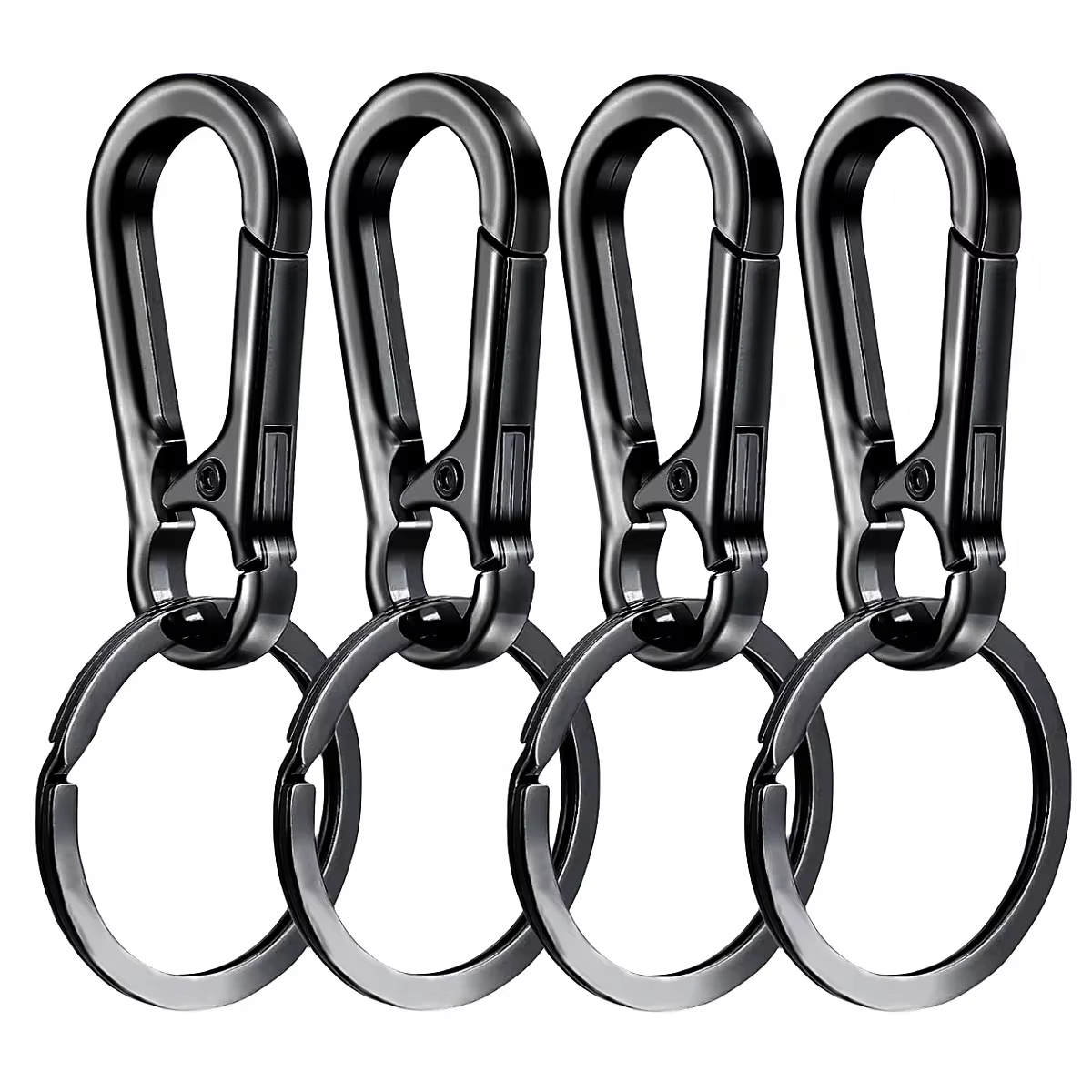 4Pcs Carabiner Clip Keychain Metal Carabiner Shape Key Ring Keyring Key Holder C