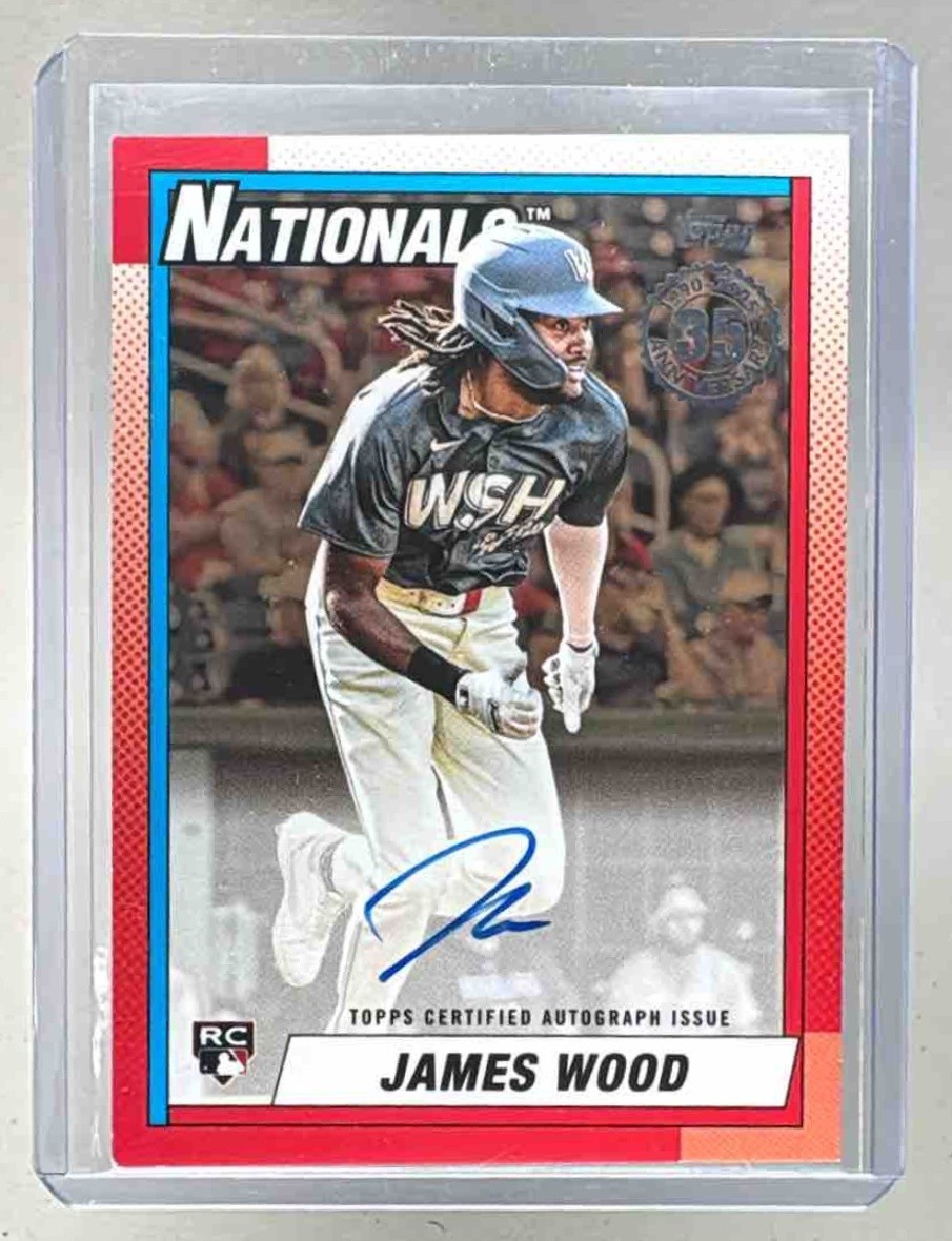 James Wood 2025 Topps #90B2-JW Gold 1990 Rookie RC Auto 23/50