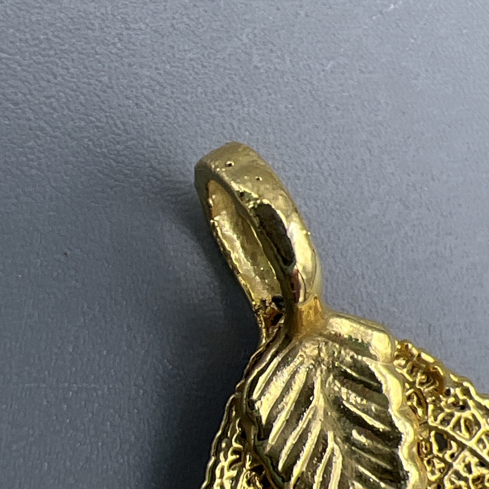 Vintage Gold Dipped Leaf Pendant - image 7