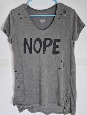 Grayson/Threads ''NOPE'' Distressed T-shirt Women's Size L