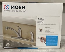 Moen 87604 Adler One-Handle Low Arc Kitchen Faucet with Side Sprayer - Chrome