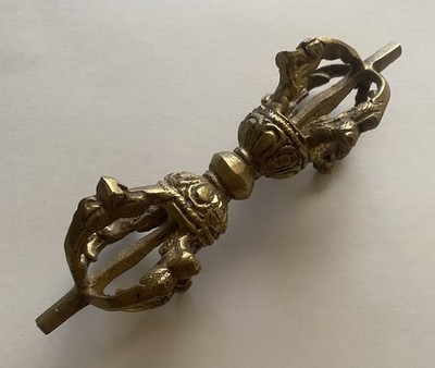 Vajra Tibetan Dorje Buddhist Brass Spiritual Piece 4.75in L