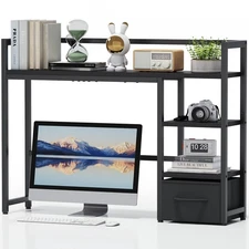 Desk Shelf with Drawer 40"Desk Hutch for Computer Monitor for top of Wooden