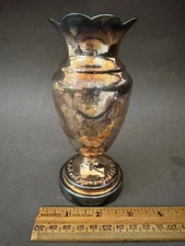 SAN MARCO SILVERPLATE RUFFLED TRUMPET EDGE VASE