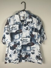 Hard Rock Cafe Button Up Surf Shirt Men's Size 2XL USA Made Vintage Rock N Roll