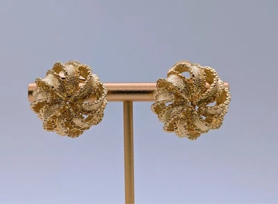 Blüten Clip-Creolen 750/18K Gelbgold 21,20g – Damen Creolen #3238 - Bild 1 von 4