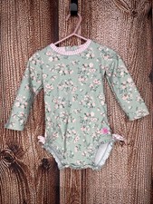 Ruffle Butts Floral Long Sleeve Bathing Swim Suit Rash Guard Snap 18-24 Months