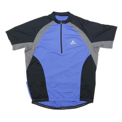 OCK Herren T-Shirt Blau & Grau Modern L Kurzarm 1/4 Zip Sport Activewear