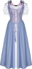 Scarlet Darkness Renaissance Costume Women Medieval Corset Dress Puff Sleeve S14