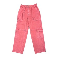 Free People Marx Slouchy Cargo Pants in Berry Size 26 Zip Fly Wide Leg Pockets