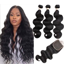 Beauhair Brazilian Body Wave Virgin Hair Bundles with 14 16 18 14 Closure 4X4