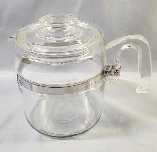VINTAGE PYREX FLAMEWARE GLASS 4-6 CUP PERCOLATOR COFFEE POT # 7756 & LID ONLY!