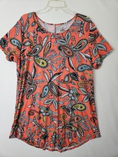 Bobbie Brooks 2X Women's Shirt Dress Soft Stretch Paisley Short Sleeve Midi