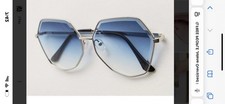 Free People Women's Blue Jolene Oversized Round Sunglasses. DISCONTINUED