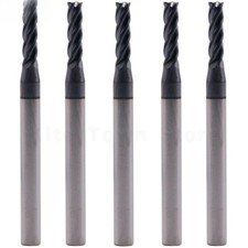 5Pcs 4 Flute 3/32" x 1/8" x 3/8" x 1-1/2" End Mills Solid Carbide AlTiN Coated