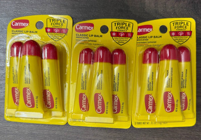 LOT OF 3 Carmex Classic Lip Balm, 0.35 Ounce (Pack of 3)