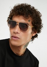 Calvin Klein R159S Aviator Sunglasses Gold Metal Frame Brown Lens 140